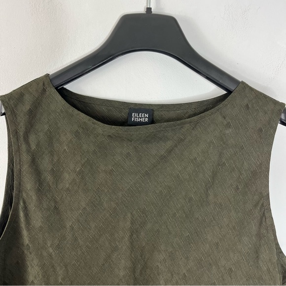 Eileen Fisher Size Large Shift Maxi Silk Linen Textured Dress - Picture 5 of 6